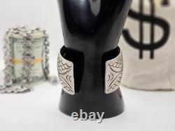 Beautiful Native American Vintage Sterling Silver Jewelry Cuff Turquoise Inlay