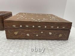 Beautiful Pair Of Vintage Western / Native American Style Wooden Jewelry Boxes