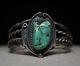 Beautiful Vintage Native American Navajo Turquoise Sterling Silver Cuff Bracelet