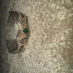 Beautiful Vintage Native American Sterling Turquoise Bracelet heavy