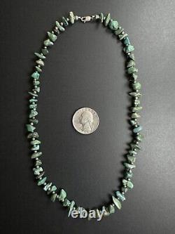 Beautiful Vintage Navajo Green Turquoise Nugget Choker Petite Necklace 17.5#273