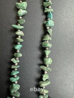 Beautiful Vintage Navajo Green Turquoise Nugget Choker Petite Necklace 17.5#273