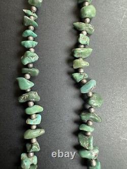 Beautiful Vintage Navajo Green Turquoise Nugget Choker Petite Necklace 17.5#273