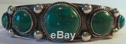 Beautiful Vintage Navajo Indian Silver Green Turquoise Cuff Bracelet