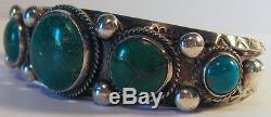 Beautiful Vintage Navajo Indian Silver Green Turquoise Cuff Bracelet