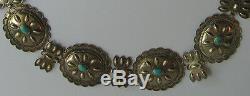 Beautiful Vintage Navajo Indian Sterling Silver & Turquoise Concho Women's Belt