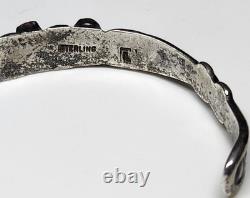 Beautiful Vintage Navajo Sterling Cuff, 9 Stone Setting. Signed. 925 Cuff