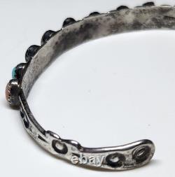 Beautiful Vintage Navajo Sterling Cuff, 9 Stone Setting. Signed. 925 Cuff