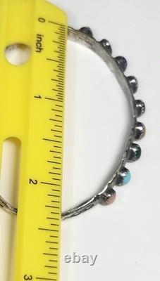 Beautiful Vintage Navajo Sterling Cuff, 9 Stone Setting. Signed. 925 Cuff