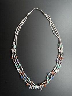 Beautiful Vintage Navajo Triple Strand Turquoise Heishi Necklace 30 60g #266