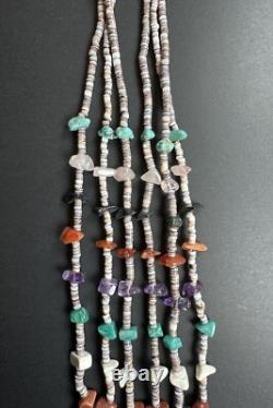 Beautiful Vintage Navajo Triple Strand Turquoise Heishi Necklace 30 60g #266
