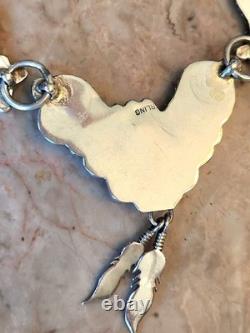 Beautiful Vintage Red Coral & Sterling Silver 16 Necklace Native American