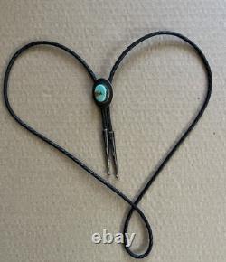 Ben Chavez Natural Turquoise Sterling Silver Bolo Tie Vintage Navajo