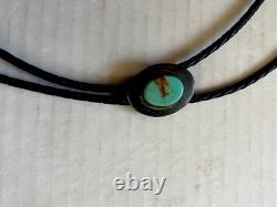 Ben Chavez Natural Turquoise Sterling Silver Bolo Tie Vintage Navajo