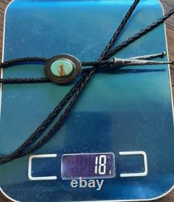 Ben Chavez Natural Turquoise Sterling Silver Bolo Tie Vintage Navajo