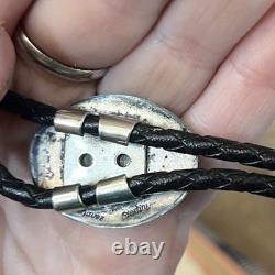 Ben Chavez Natural Turquoise Sterling Silver Bolo Tie Vintage Navajo