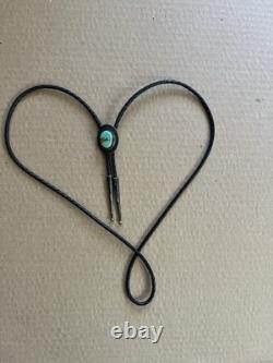 Ben Chavez Natural Turquoise Sterling Silver Bolo Tie Vintage Navajo