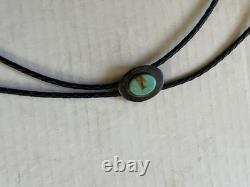 Ben Chavez Natural Turquoise Sterling Silver Bolo Tie Vintage Navajo