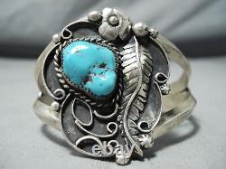 Ben Pinto Vintage Navajo Morenci Turquoise Sterling Silver Bracelet