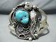 Ben Pinto Vintage Navajo Morenci Turquoise Sterling Silver Bracelet