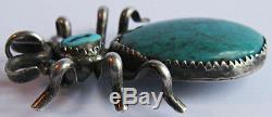 Best Large Vintage Navajo Indian Silver Turquoise Spider Pin Brooch Or Pendant