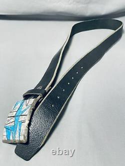 Best Vintage Navajo White Buffalo Turquoise Sterling Silver Buckle Belt