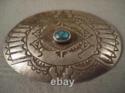 Big Old Navajo Lone Mountain Turquoise Silver Pin