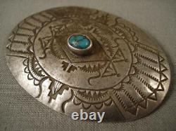 Big Old Navajo Lone Mountain Turquoise Silver Pin