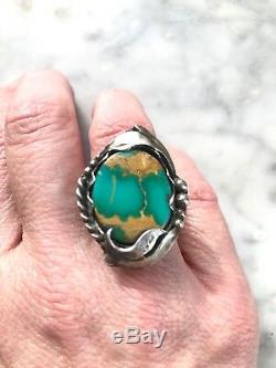 Big Vintage Navajo Royston Turquoise Sterling Ring Sz 7.5