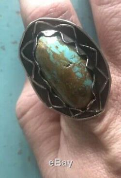 Big Vintage Navajo Sterling Silver Royston Turquoise Ring Sz 9.25