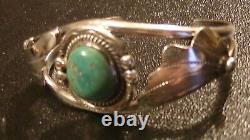 Blue Turquoise Navajo Sterling Silver Cuff Bracelet Jewelry Nizhoni Vintage