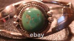 Blue Turquoise Navajo Sterling Silver Cuff Bracelet Jewelry Nizhoni Vintage