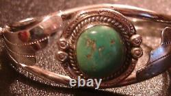 Blue Turquoise Navajo Sterling Silver Cuff Bracelet Jewelry Nizhoni Vintage