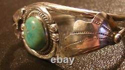 Blue Turquoise Navajo Sterling Silver Cuff Bracelet Jewelry Nizhoni Vintage