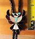 Bolo Tie Zuni Hopi Eagle Inlay Silver Native American Jewelry Vintage Turquoise