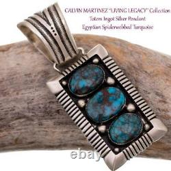 CALVIN MARTINEZ Necklace Pendant EGYPTIAN PRINCE TURQUOISE Ingot Silver Sterling