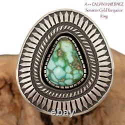 CALVIN MARTINEZ Turquoise Ring SONORAN GOLD Sterling Silver sz 9 GEM GRADE INGOT