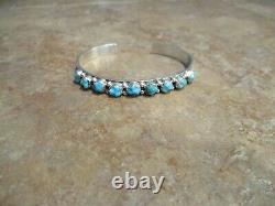 CHOICE Vintage Navajo Sterling Silver CARVED TURQUOISE Row Bracelet