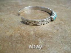 CHOICE Vintage Navajo Sterling Silver CARVED TURQUOISE Row Bracelet