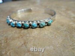 CHOICE Vintage Navajo Sterling Silver CARVED TURQUOISE Row Bracelet