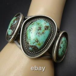 CLASSIC 1960s Heavy Gauge Vintage NAVAJO Sterling Silver TURQUOISE Cuff BRACELET