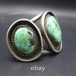 CLASSIC 1960s Heavy Gauge Vintage NAVAJO Sterling Silver TURQUOISE Cuff BRACELET