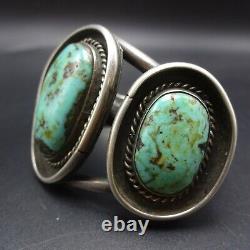 CLASSIC 1960s Heavy Gauge Vintage NAVAJO Sterling Silver TURQUOISE Cuff BRACELET