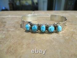 CONTEMPORARY Vintage Navajo Sterling Silver KINGMAN Turquoise Bracelet