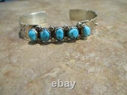 CONTEMPORARY Vintage Navajo Sterling Silver KINGMAN Turquoise Bracelet