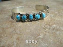 CONTEMPORARY Vintage Navajo Sterling Silver KINGMAN Turquoise Bracelet