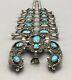 COOL-LOOKING, Vintage, Turquoise and Sterling Silver Squash Blossom Necklace