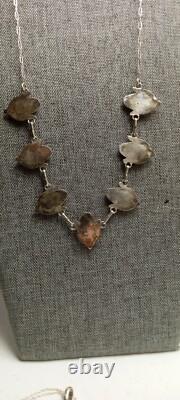 CORN MAIZE INLAY VINTAGE ZUNI STERLING NECKLACE by Tracy Bowekaty
