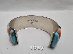 Carlos Eagle Vintage Native American Turquoise Sterling Silver Cuff Bracelet