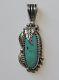 Carol Felley Blue Turquoise Sterling Silver Leaf Pendant Southwestern Vintage